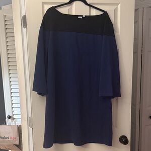 GAP Navy and Black Colorblock Long Sleeve Shift Dress